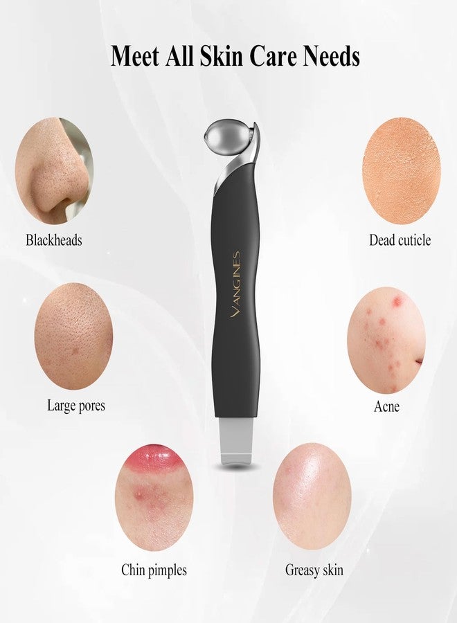 Vangines Blackhead Remover Tool with Ice Roller, Stainless Steel Face Scraper, Skin Scrubber Face Spatula for Deep Cleansing, 3-in-1 Skin Care Tool with 2 Silicone Brush Heads (Charcoal Black) - Image 2