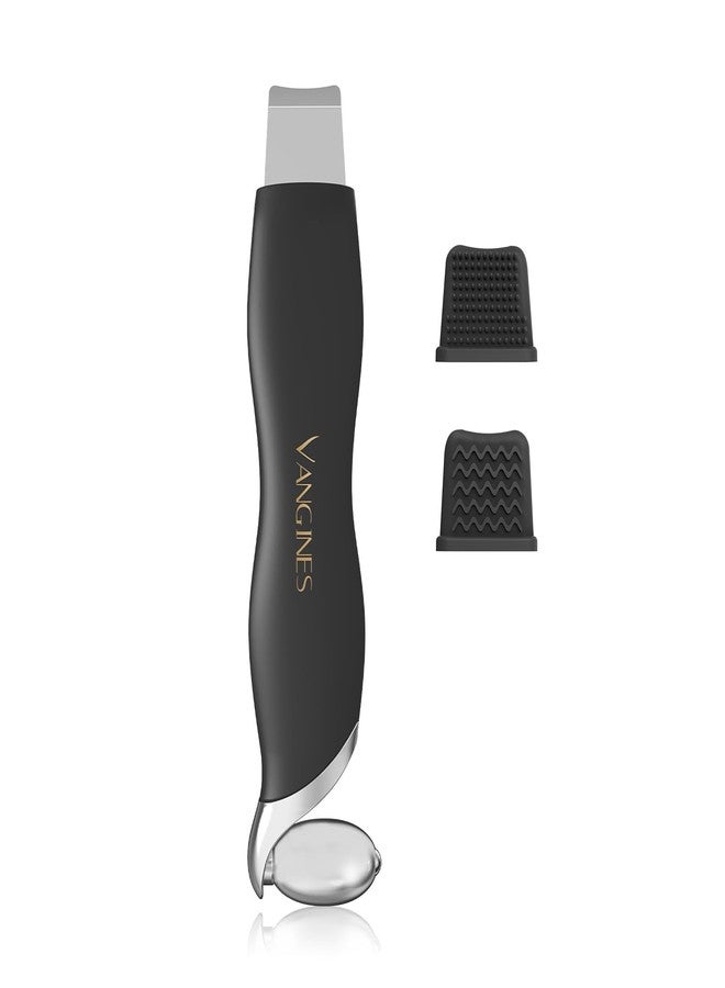 Vangines Blackhead Remover Tool with Ice Roller, Stainless Steel Face Scraper, Skin Scrubber Face Spatula for Deep Cleansing, 3-in-1 Skin Care Tool with 2 Silicone Brush Heads (Charcoal Black) - Image 1