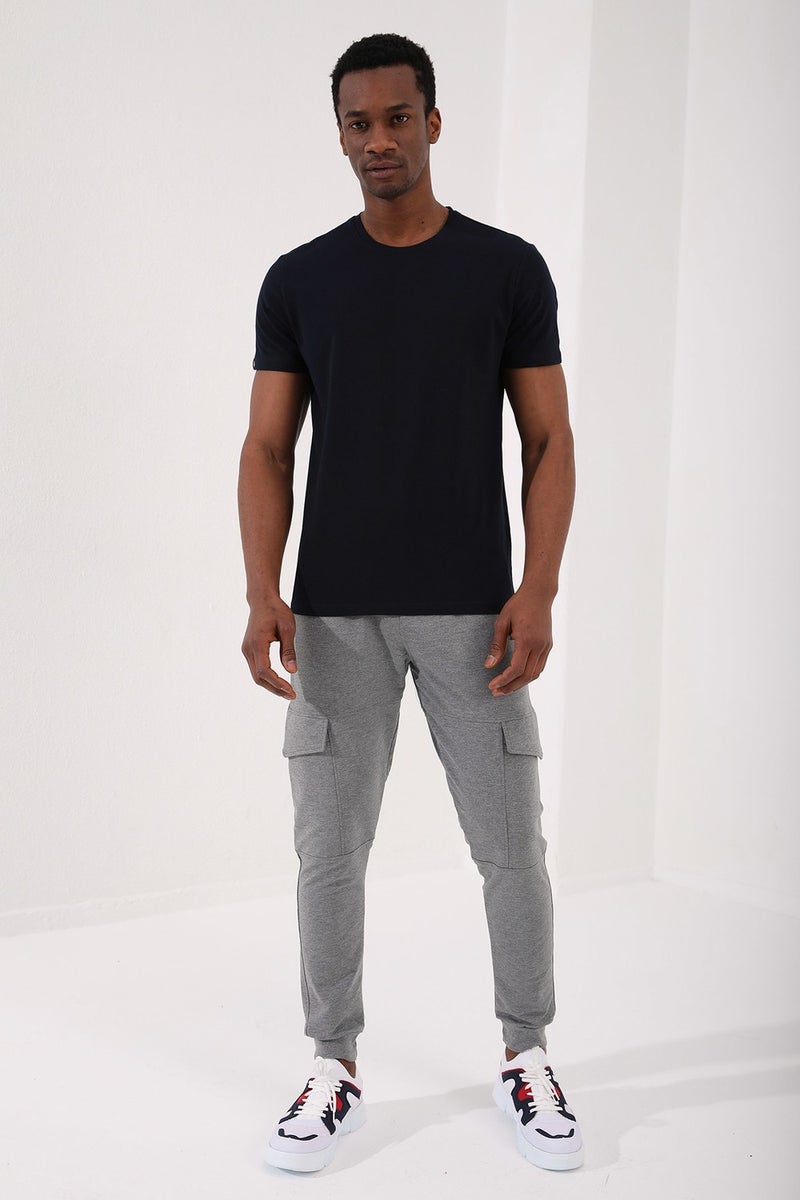 Tommy Life Navy Blue Men's Basic Short Sleeve Standard Pattern O Neck T-Shirt - 87911  - Image 1