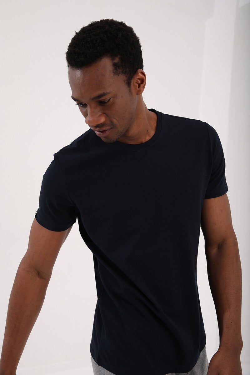 Tommy Life Navy Blue Men's Basic Short Sleeve Standard Pattern O Neck T-Shirt - 87911  - Image 5