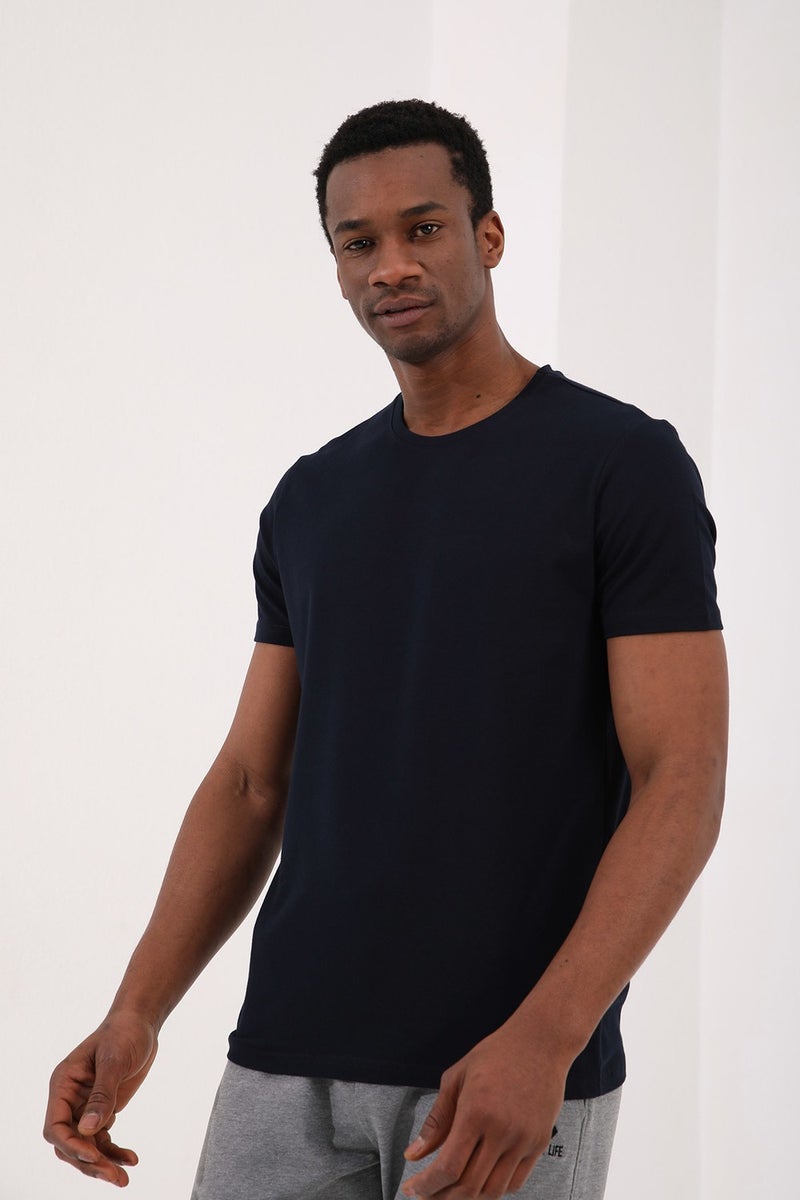 Tommy Life Navy Blue Men's Basic Short Sleeve Standard Pattern O Neck T-Shirt - 87911  - Image 4