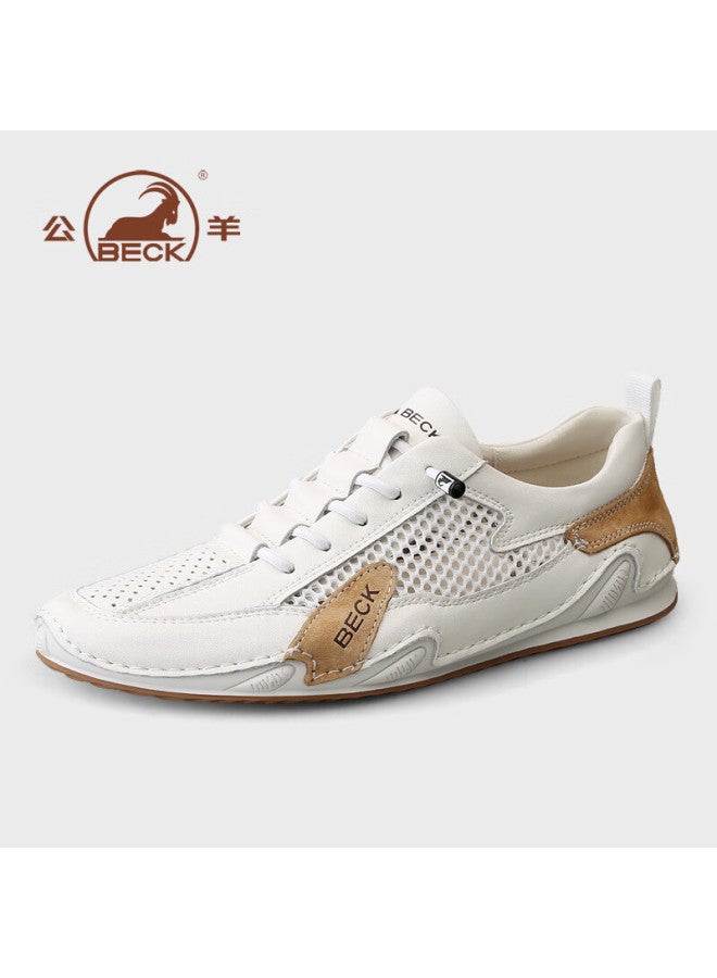 Gongyang Italian Men's Casual Shoes, Spring And Autumn New Style Genuine Leather Casual Shoes, Comfortable Soft-soled White Sneakers For Men, Versatile