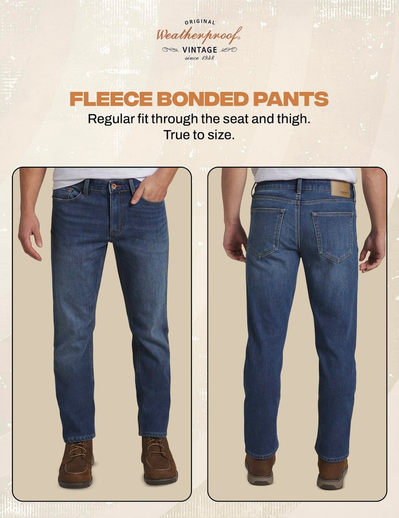 Weatherproof Vintage Fleece Lined Jeans Men - Regular Fit | Soft & Warm, Cold Weather Insulated Fleece Winter Pants for Men - Image 4