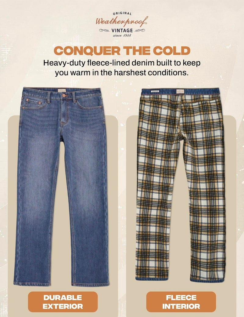 Weatherproof Vintage Fleece Lined Jeans Men - Regular Fit | Soft & Warm, Cold Weather Insulated Fleece Winter Pants for Men - Image 3