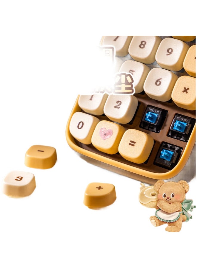 Deli Butter Bear Mechanical Key Calculator, Desktop/Handheld Stylish Dotted Button Calculator, Office Supplies, Ns043-B Green - Image 1