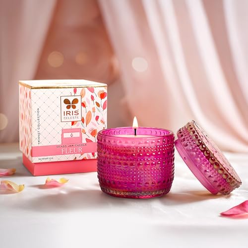 Iris Celeste Trinket Candle Fragrance Fleur,113g 4oz Pink Color jar - Image 2