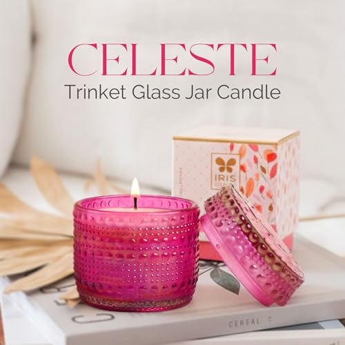 Iris Celeste Trinket Candle Fragrance Fleur,113g 4oz Pink Color jar - Image 3