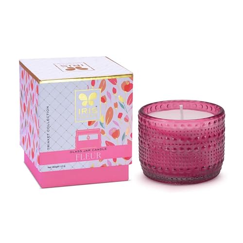 Iris Celeste Trinket Candle Fragrance Fleur,113g 4oz Pink Color jar - Image 1