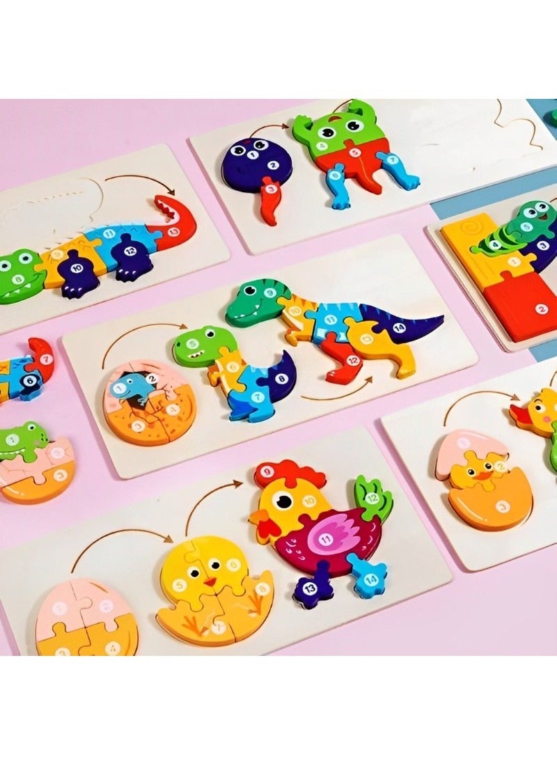 Wooden 3D Puzzles Animal Life Growth Cycle, Teacher Parents Early Learning Support Tools, Attractive Colors and Patterns, Montessori  Motor Skill Development Toys, Ideal Kids Gift (Butterfly Shape) - Image 2