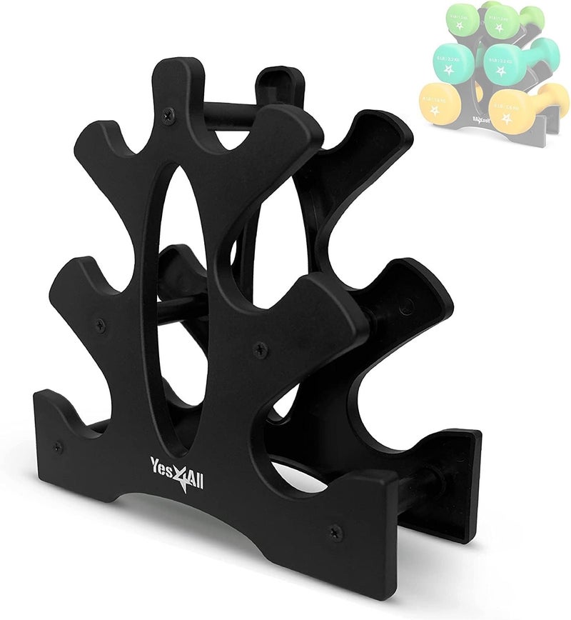 Yes4All 3-Tier Dumbbell Rack, Compact Plastic Weight Stand for 1-8 LB Dumbbells, Small Space-Saving Storage for Home Gym - Image 1