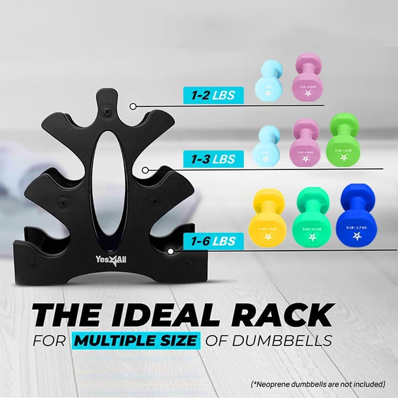 Yes4All 3-Tier Dumbbell Rack, Compact Plastic Weight Stand for 1-8 LB Dumbbells, Small Space-Saving Storage for Home Gym - Image 3