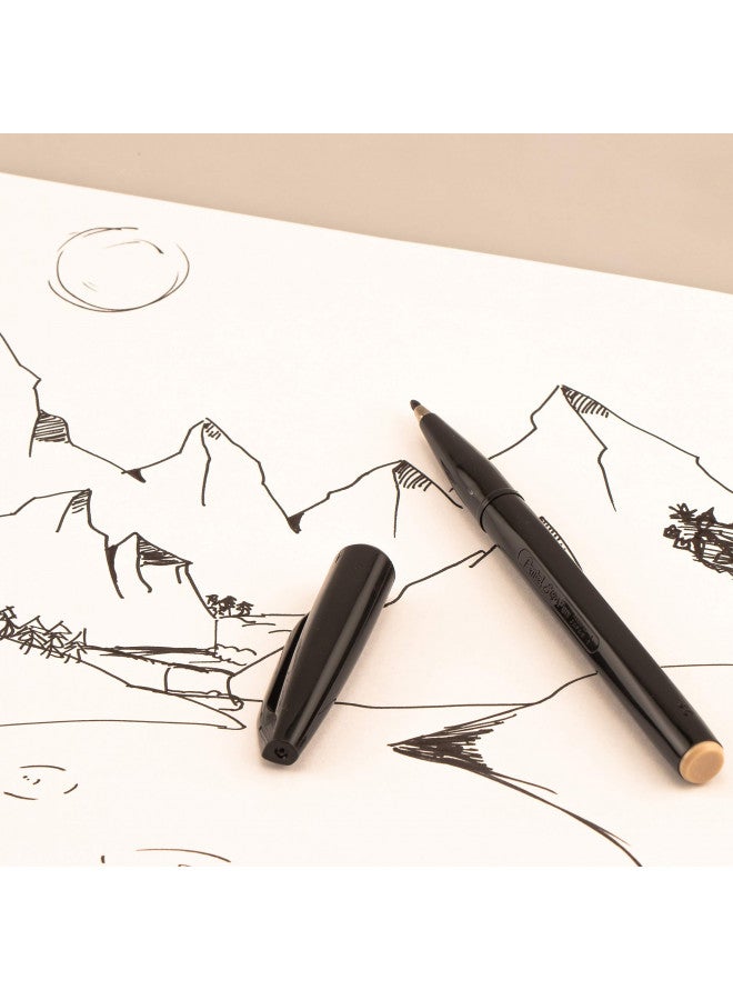 Pentel قلم إشارة بينتل للفنون، حبر أسود، عبوة 2 (S520BP2A)، متنوع - Image 3