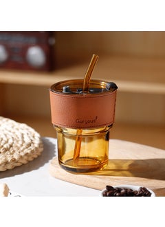 Creative Cold Brew Coffee Cup with Straw High Aesthetic Glass Amber