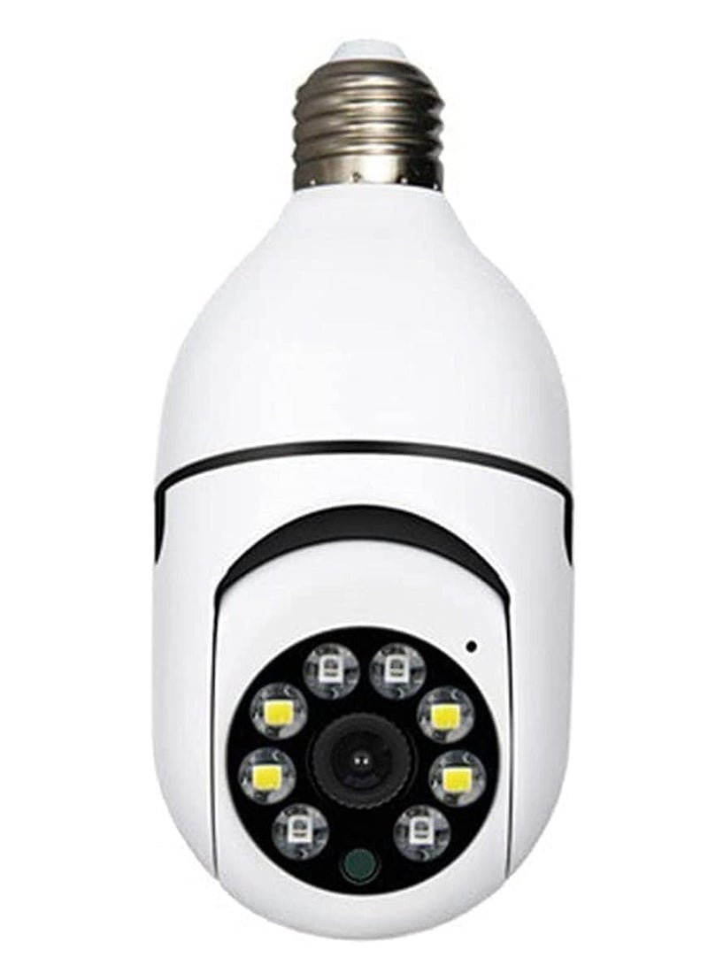 كاميرا مراقبة بمصباح إضاءة واي فاي 1080 بكسل، كاميرا 360 درجة 3.0 ميجابكسل للمراقبة المنزلية، كاميرا IP بانورامية CCTV، مع رؤية ليلية، صوت في اتجاهين، كشف الحركة الذكية - Image 1