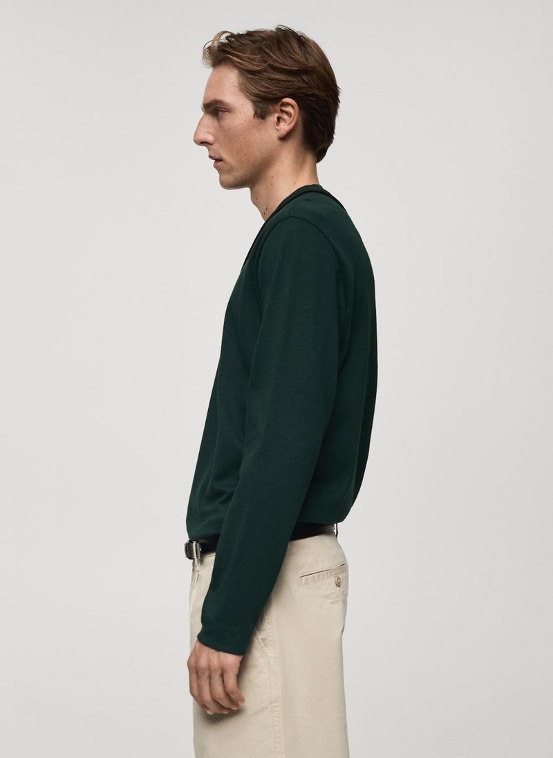 Mango Man Crew Neck Long Sleeve T-Shirt  - Image 3