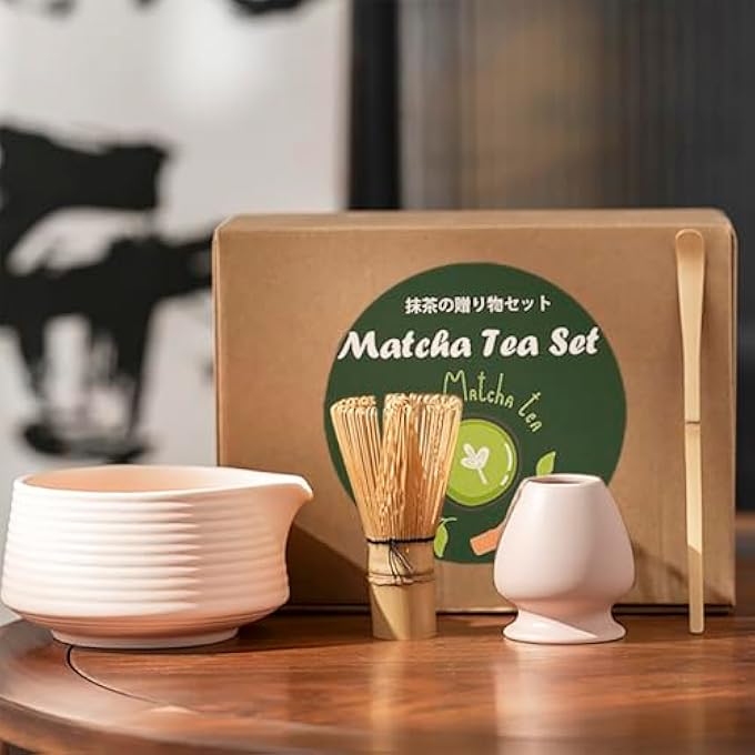 Ranedo Matcha Whisk Set Japanese Matcha Tea Set With Whisk And Bowl Bamboo Scoop  Ceramic Holder Homemade Traditional Matcha Making Kit For Tea Lovers Meditation  Gifting Pink - Image 2