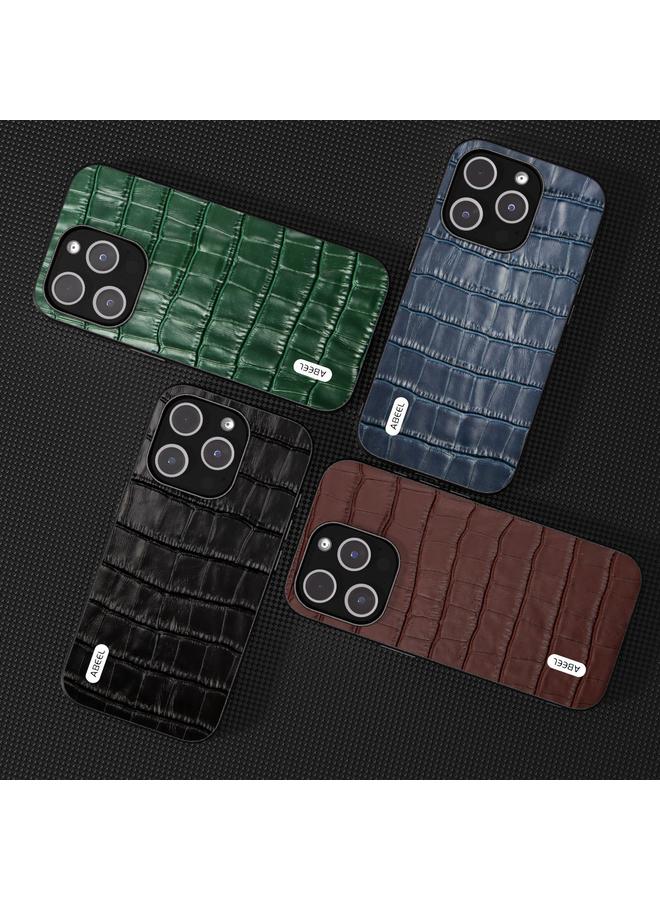 اس-توب جراب هاتف من الجلد الطبيعي بتصميم جلد التمساح من ABEEL لهاتف iPhone 15 Pro - Image 5