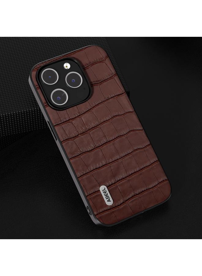اس-توب جراب هاتف من الجلد الطبيعي بتصميم جلد التمساح من ABEEL لهاتف iPhone 15 Pro - Image 2