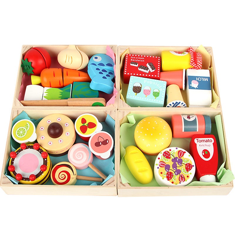general OJR Wooden Box Food Set Simulation Kitchen Toy for Kids - Image 2