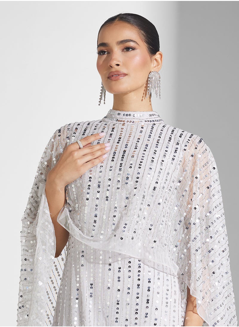 Amelia Rose Drape Sleeve Sequin Maxi Dress  - Image 3