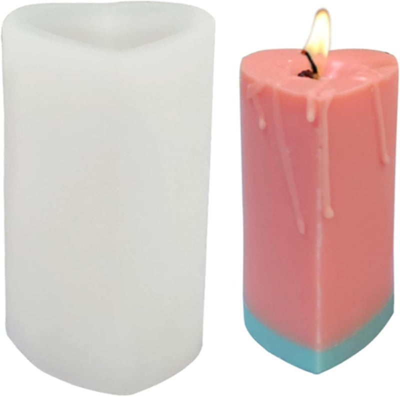SOFTCREATO 3D Heart Shape Candle Silicone Mold Love Cylinder Silicone Candle Mold Heart Cylinder Pillar Candle Molds for Candle Making Candle for DIY Handmade Chocolate Mousse Dessert Soap Cake Aromatherapy Resin Art Craft Making Home Party Decoration
