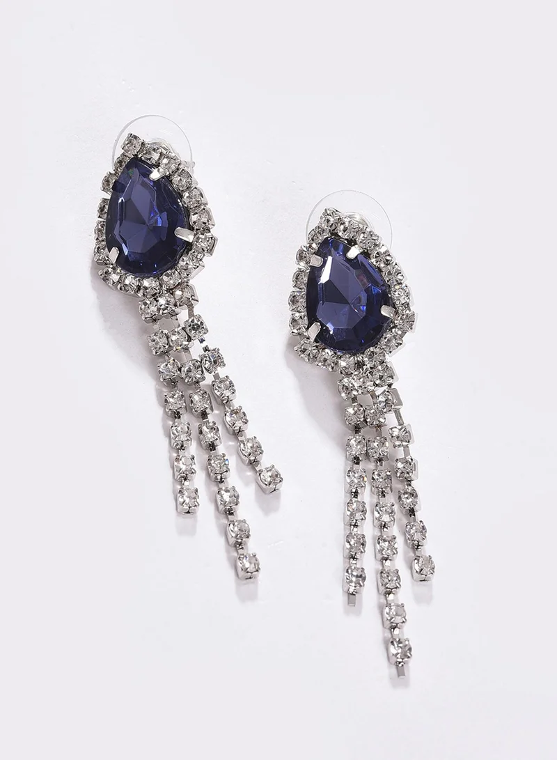 SOHI Blue Stone-Studded Artificial Jewellery Set