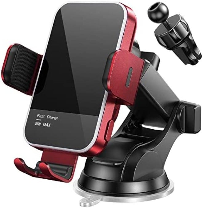 Mosurr Wireless Car Charger,【7 Colored RGB Backlit】 Mosurr 15W Auto Clamping Phone Holders for Your car fit for iPhone 16 15 14 Mini Pro Max, Samsung Galaxy S25 Ultra S24 S23+, etc, Fathers Day for Gifts - Image 1