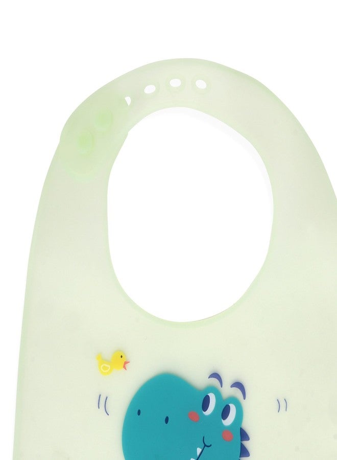 Joy Buzz Silicone Bib for Baby Food Feeding BPA Free, Baby Apron Adjustable Straps with Food Pocket, Mess Free, Waterproof, Washable & Reusable Ideal for Babies 6 to 36 Months (Dinosaur) - Image 2