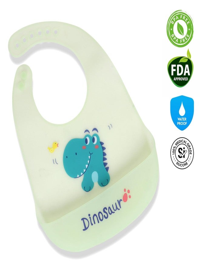Joy Buzz Silicone Bib for Baby Food Feeding BPA Free, Baby Apron Adjustable Straps with Food Pocket, Mess Free, Waterproof, Washable & Reusable Ideal for Babies 6 to 36 Months (Dinosaur) - Image 4