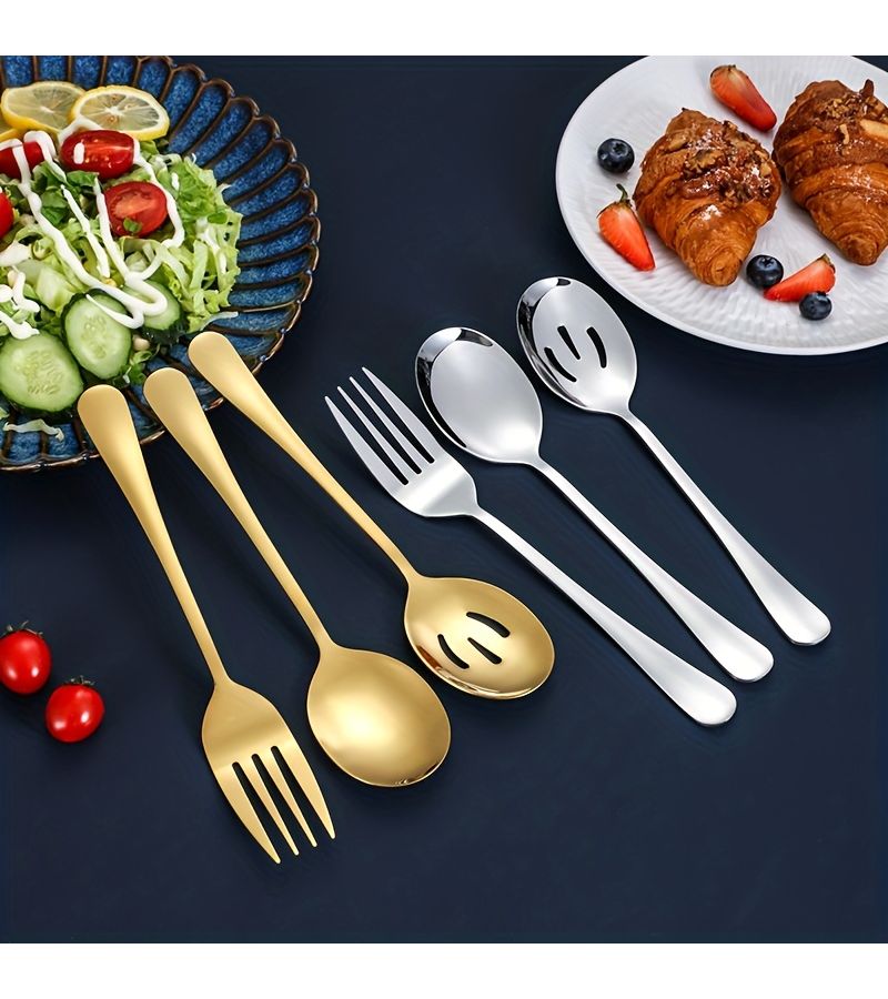 Golden High End Polished 11 Piece Stainless Steel Serving Utensil Set - Image 4