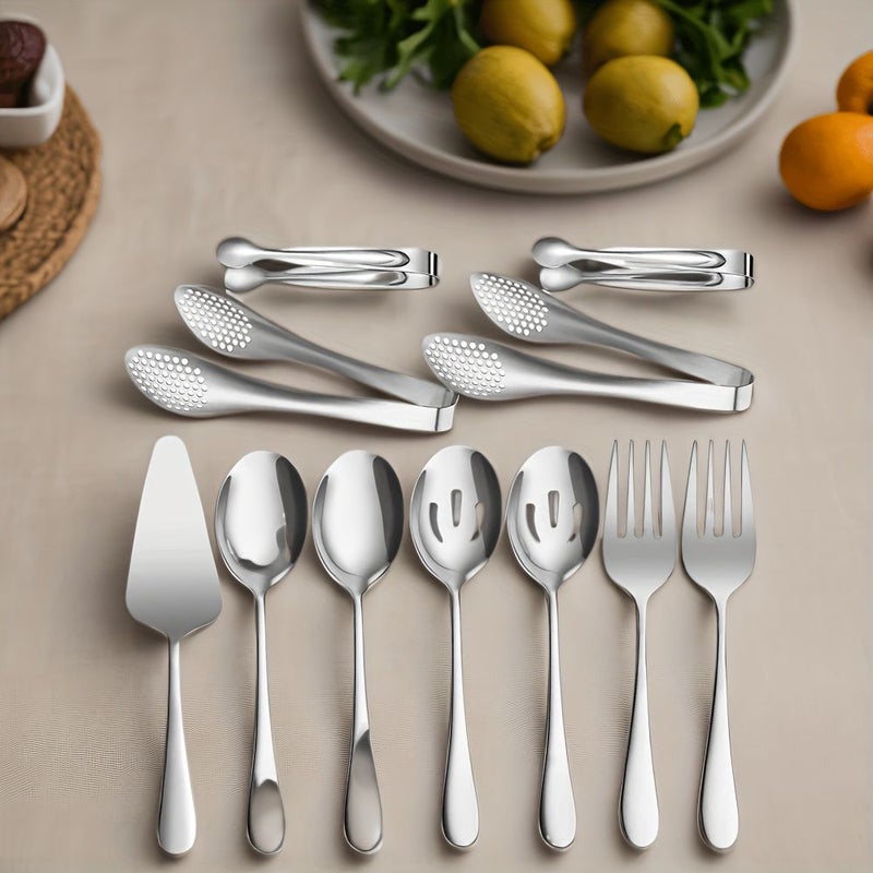 Golden High End Polished 11 Piece Stainless Steel Serving Utensil Set - Image 3