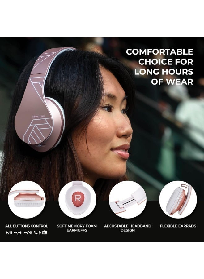 PowerLocus Bluetooth Headphones Over Ear, Wireless Bluetooth Headphones with Microphone, Foldable, Hi-Fi Stereo Sound, Soft Memory Foam Earpads, Micro SD/TF and FM mode for Phone/PC/Tablet - Image 3