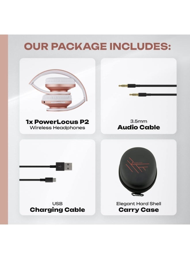 PowerLocus Bluetooth Headphones Over Ear, Wireless Bluetooth Headphones with Microphone, Foldable, Hi-Fi Stereo Sound, Soft Memory Foam Earpads, Micro SD/TF and FM mode for Phone/PC/Tablet - Image 4
