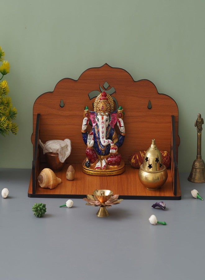 Webelkart®️ Premium OM Wooden Temple Beautiful Plywood Mandir Pooja Room Home Decor Office/Home Temple (Brown) - Image 1