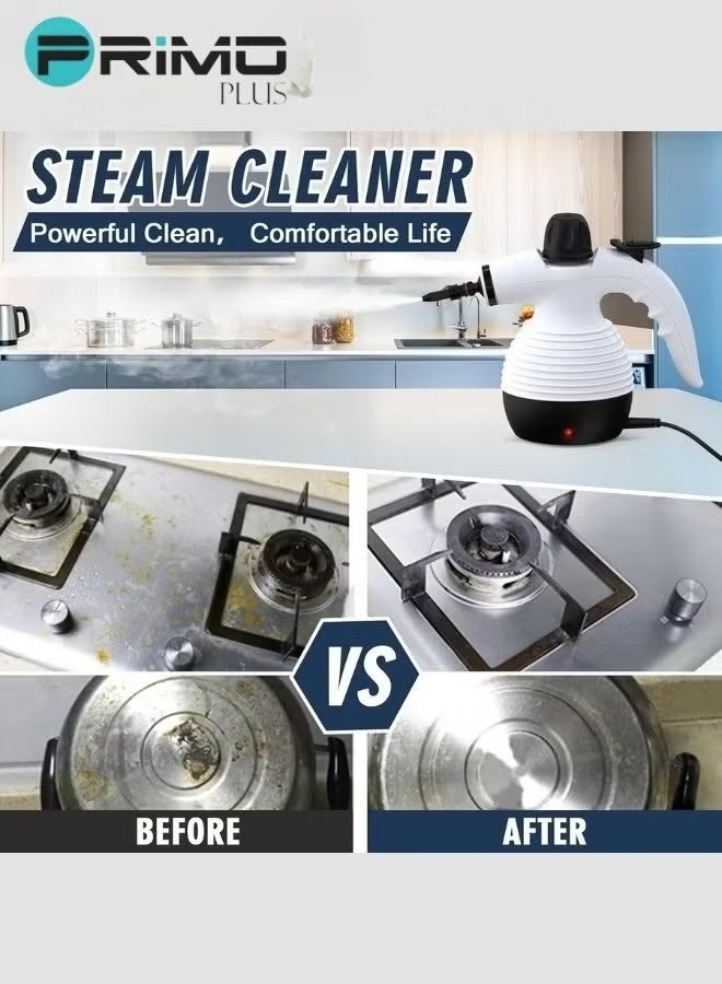 بريمو بلس منظف ​​بخار محمول باليد 1050 وات متعدد الوظائف بدرجة حرارة عالية مع 9 قطع إكسسوارات مناسبة لأريكة المطبخ ونافذة الحمام - Image 4
