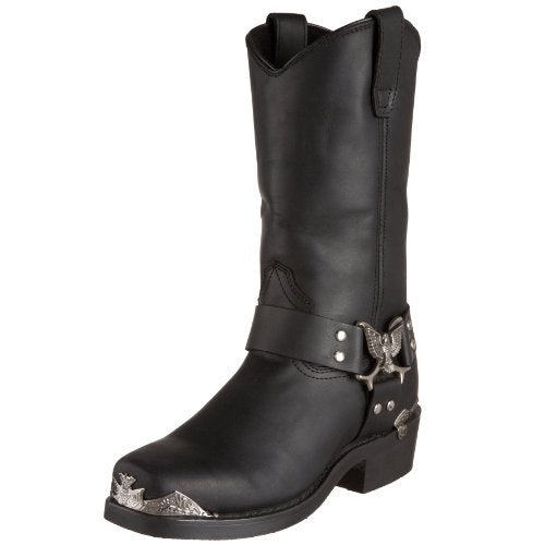 Dingo Mens Chopper Pull On Square Toe Motorcycle Casual Boots Mid Calf - Black - Size 10 D_M - Image 1