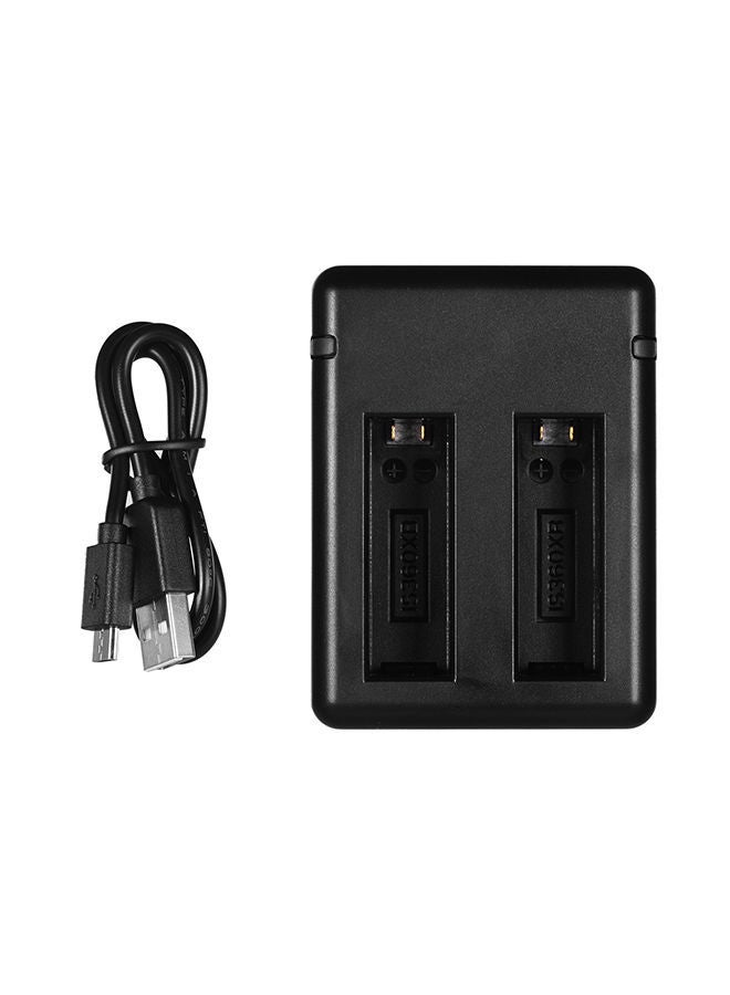 نيبمينينت شاحن بطاريات كاميرا محمول مزود بفتحتين مع كابل USB أسود - Image 1