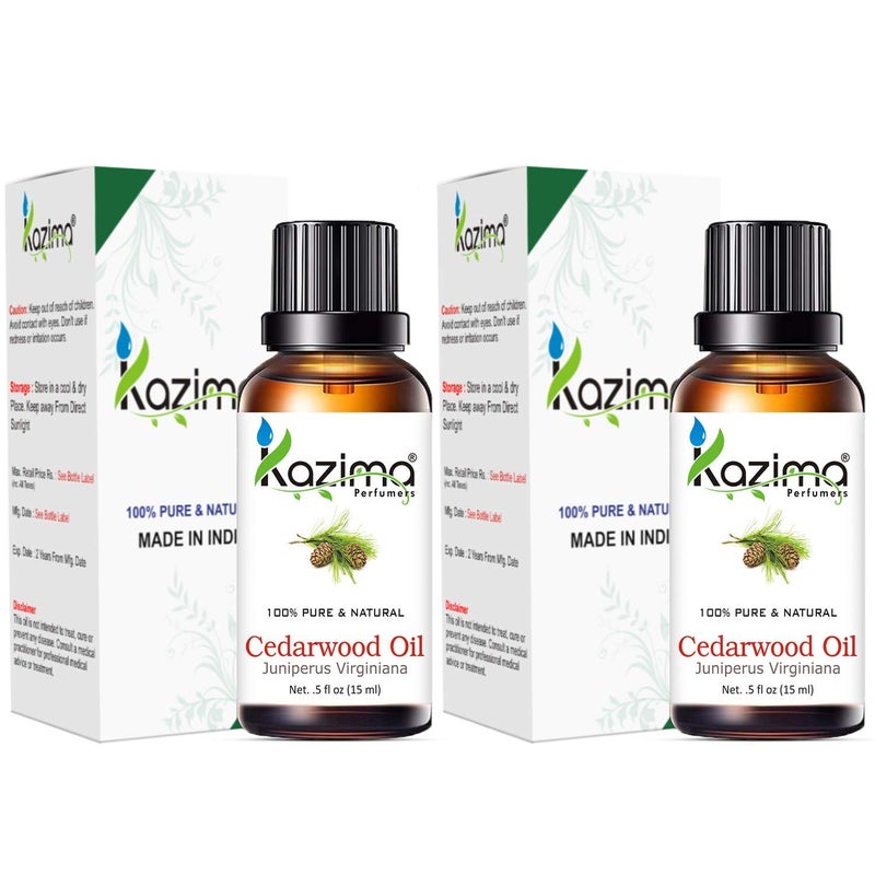 KAZIMA KAZIMA Cedarwood Essential Oil Pack of 2 with Dropper 15ml Pure Natural Ideal for Hair Growth Hair Growth Skin Acne and Dry Scalp  - Image 2