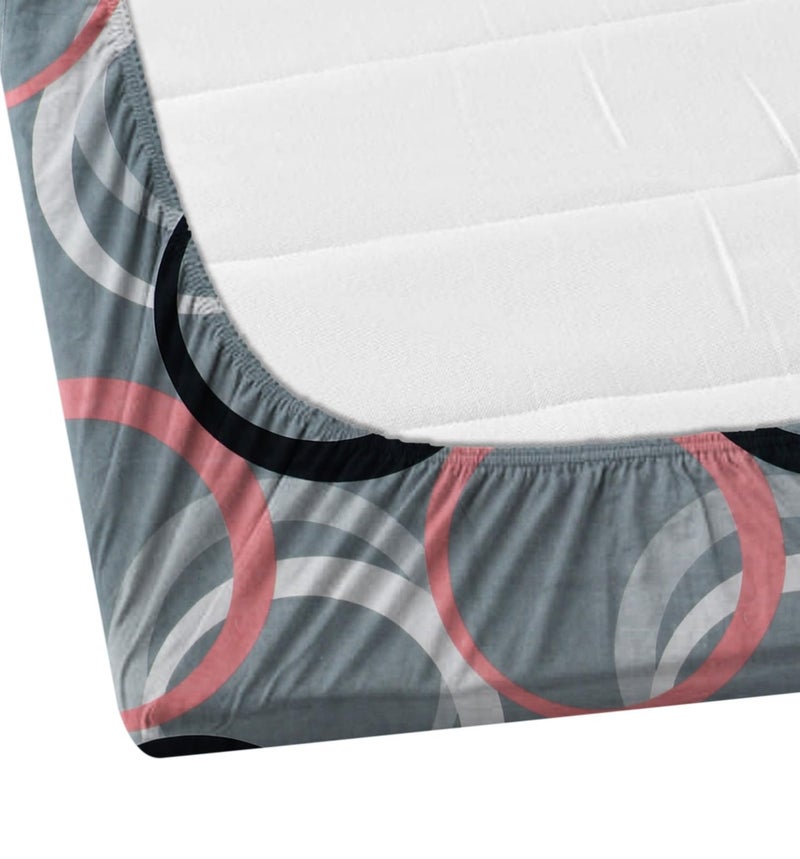 DECORUM 144 TC Fitted Elastic Printed Bedsheet with 2 Pillow Cover (Safari Multi Circle) - Image 4
