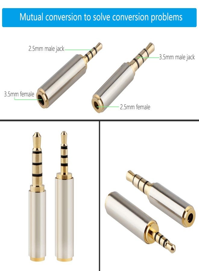 PASOW 3.5mm Male to 2.5mm Female/2.5mm Male to 3.5mm Female Stereo Audio Adapter Headset Converter Connector for Smartphones, Headphone, Mic, Tablets (2 Pack) - Image 4