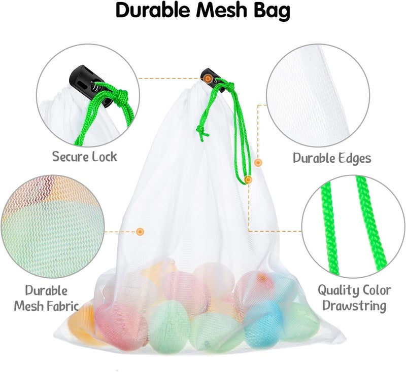 Frienda 20 Pieces Reusable Mesh Toy Storage Bags with Drawstring - 5 Large, 8 Medium, 7 Small (Blue, Green, Red) - Image 3