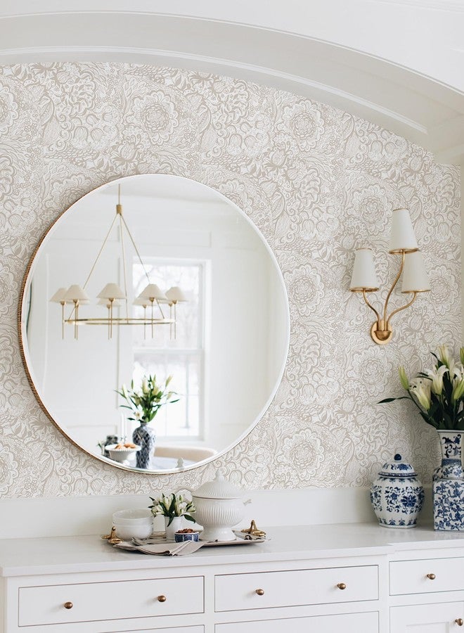 Micpolo Peel and Stick Wallpaper Boho Grey Wallpaper Grey and White Floral Wallpaper for Bedroom Bathroom Removable Self-adhsive Contact Paper for Cabinets Nursery Wallpaper Shelf Liner 17.3" x 118" - Image 2