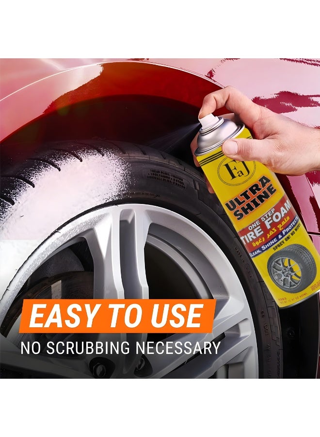 FJ Ultra Shine One Step Tire Foam Cleaner 650ml KO03 – Spray On No Wipe Tire Shine, Deep Black Finish, Cleans Dirt & Grime, Protects Tires from Cracking & Fading, Fast Drying Tire Care Foam for Cars, SUVs, Trucks, Auto Detailing Tire Spray - Image 3