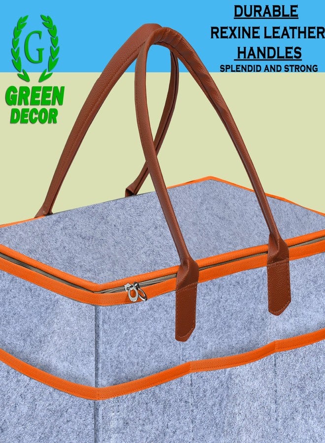 GREEN DECOR-Non Woven Fabric Diaper Caddy Bag with Handles & Zip Lock for Smart Mothers Baby Diaper Caddy Wipes Felt Storage Organizers,Foldable & Portable(Grey&Tan&Orange-18X12X9 Inch) - Image 3
