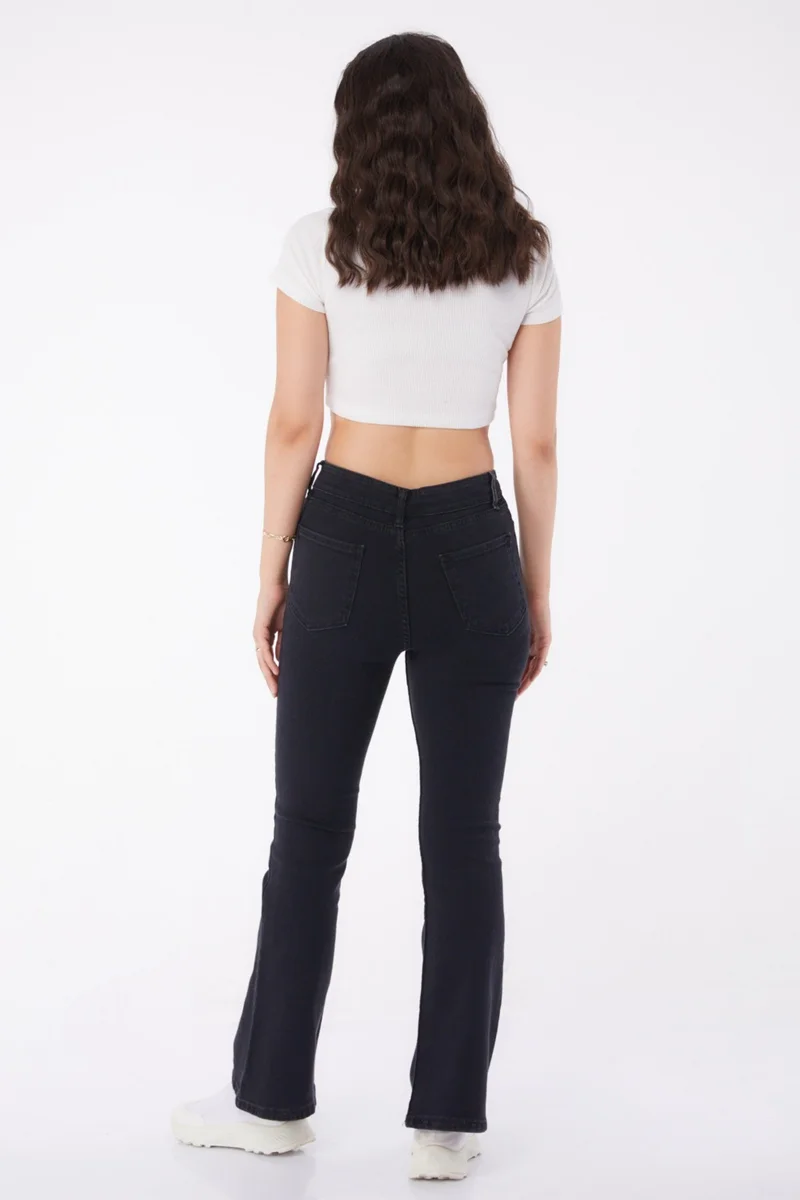 Tofisa Plain Mid Women's Anthracite Flared Jeans - 25960
