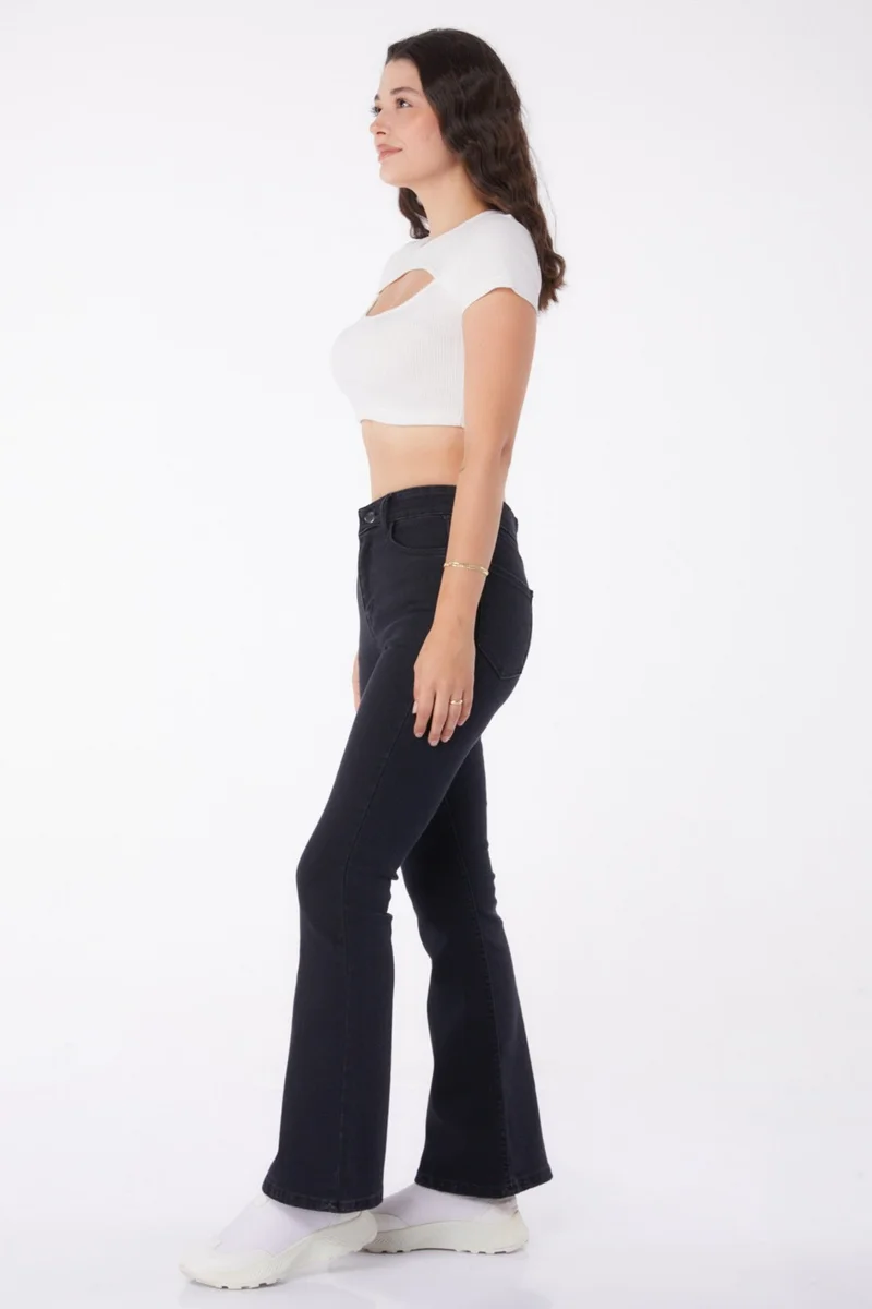 Tofisa Plain Mid Women's Anthracite Flared Jeans - 25960