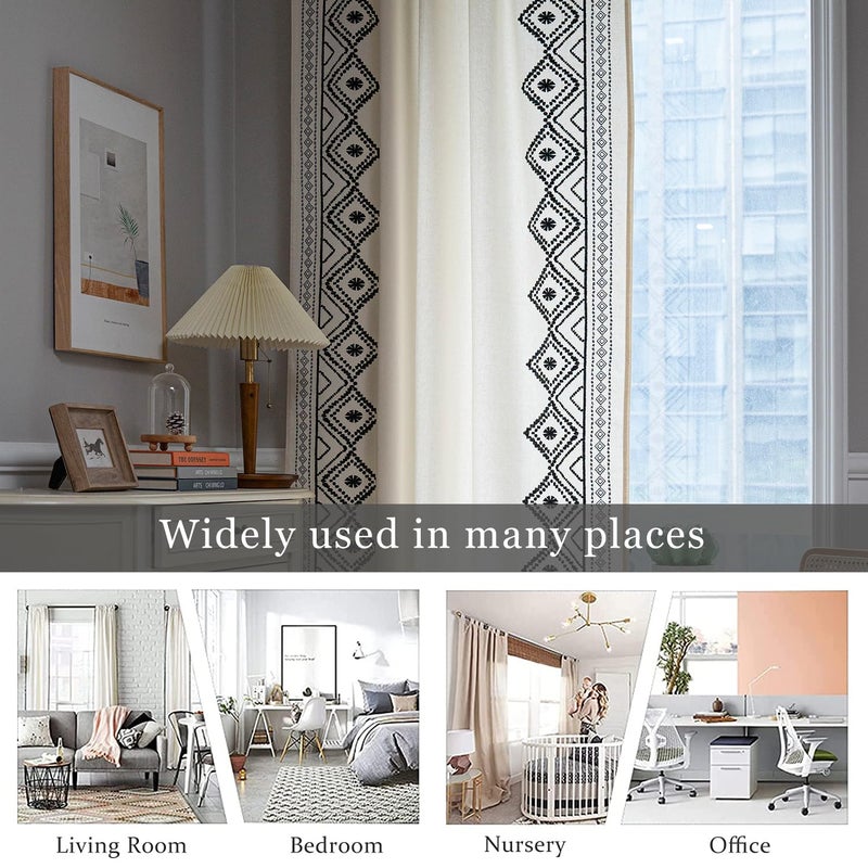 ColorBird Embroidered Boho Curtain for Bedroom, 2 Panels Black and White 84 inch Curtains Rod Pocket Curtain for Living Room Dining Closet Door - Image 5