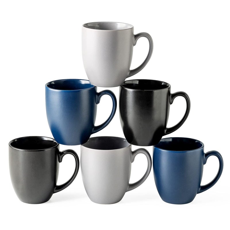 AmorArc 16oz Coffee Mugs Set of 6, Large Ceramic Coffee Mugs for Man, Woman, Dad, Mom, Modern Coffee Mugs Set with handle for Tea/Latte/Cappuccino/Milk/Cocoa. Dishwasher&Microwave Safe, Multi - Image 1