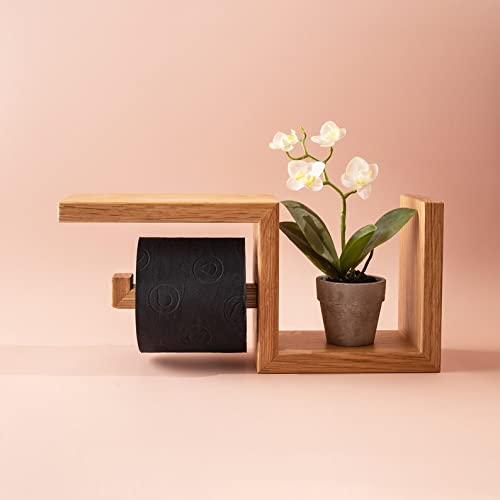 IThree Wooden Toilet Paper Holder in | Bathroom Toilet Paper roll Holder 1 Toilet Paper roll Hanger Wooden Brown Wall Toilet Roll Holder Rustic Solid Wood Tissue Holder. - Image 1
