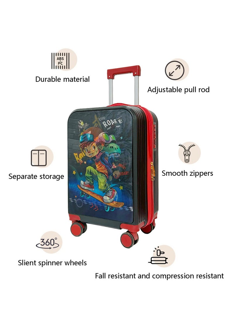 Generic 20" Kids Luggage Rolling Suitcase with 3D Multiple View Design, Cute Cartoon Character Pattern Travel Trolley Case for Girls Boys Children  - Image 2